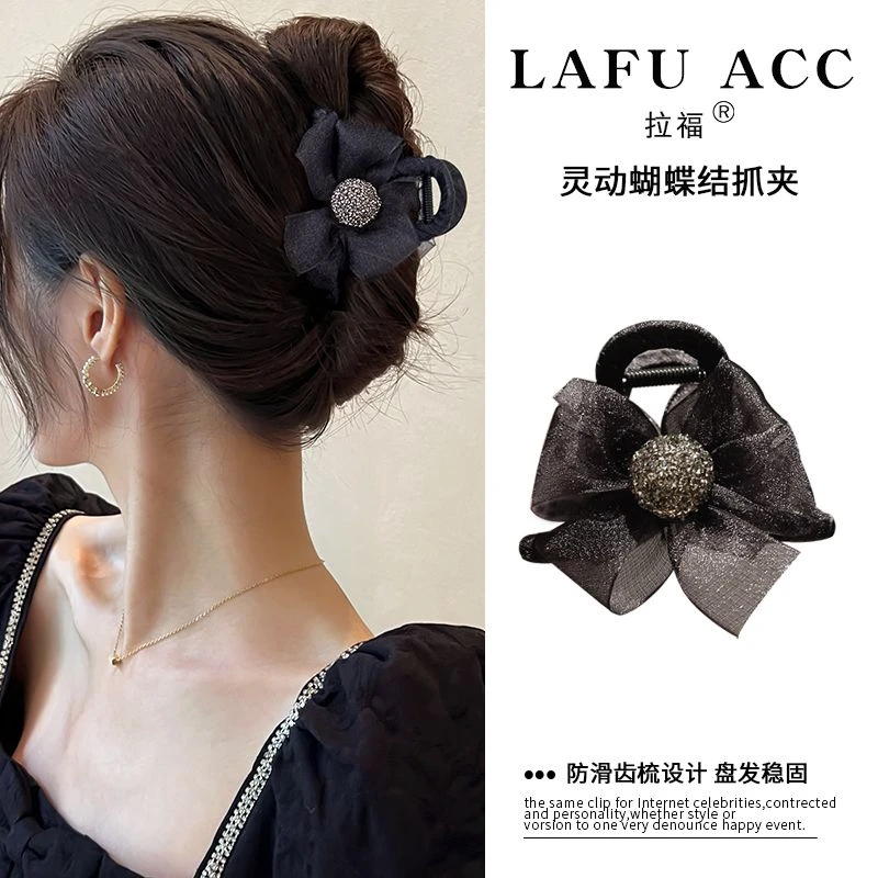 高级感发夹女蝴蝶结抓夹后脑勺小号网红头发鲨鱼夹