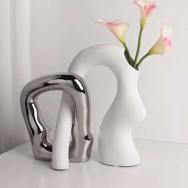 创意异形水培花瓶摆件家居客厅装饰花瓶陶瓷桌面抽象工艺品高端