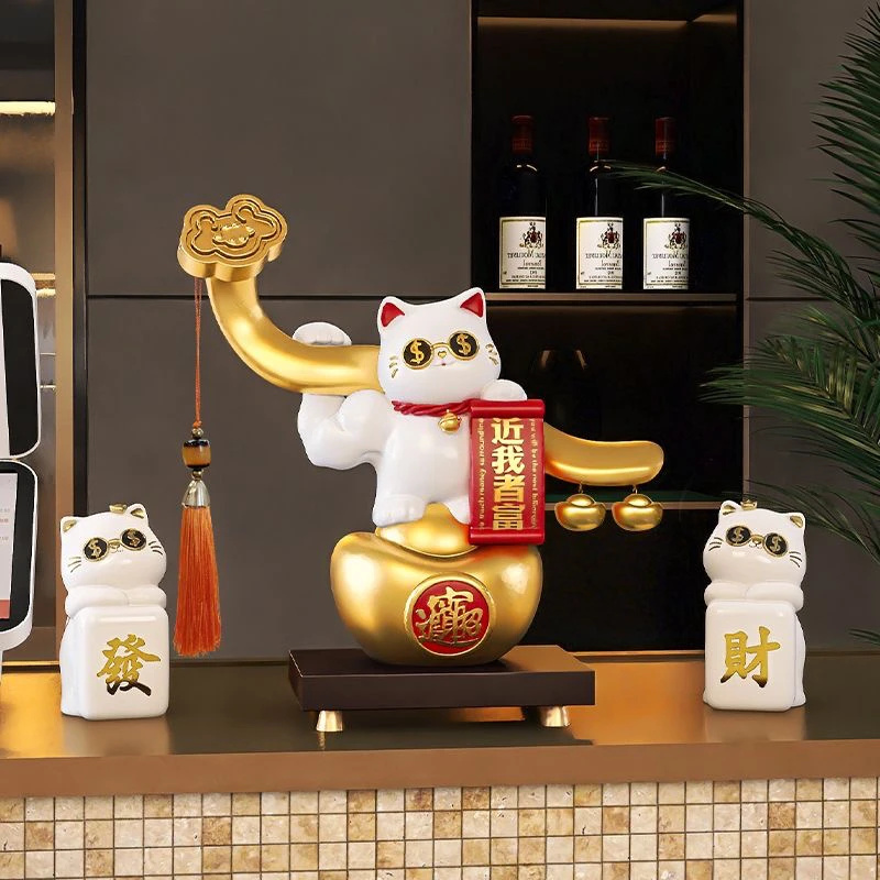 开业礼物招财猫摆件创意收银台聚财店门口前台装饰新店开店送礼品