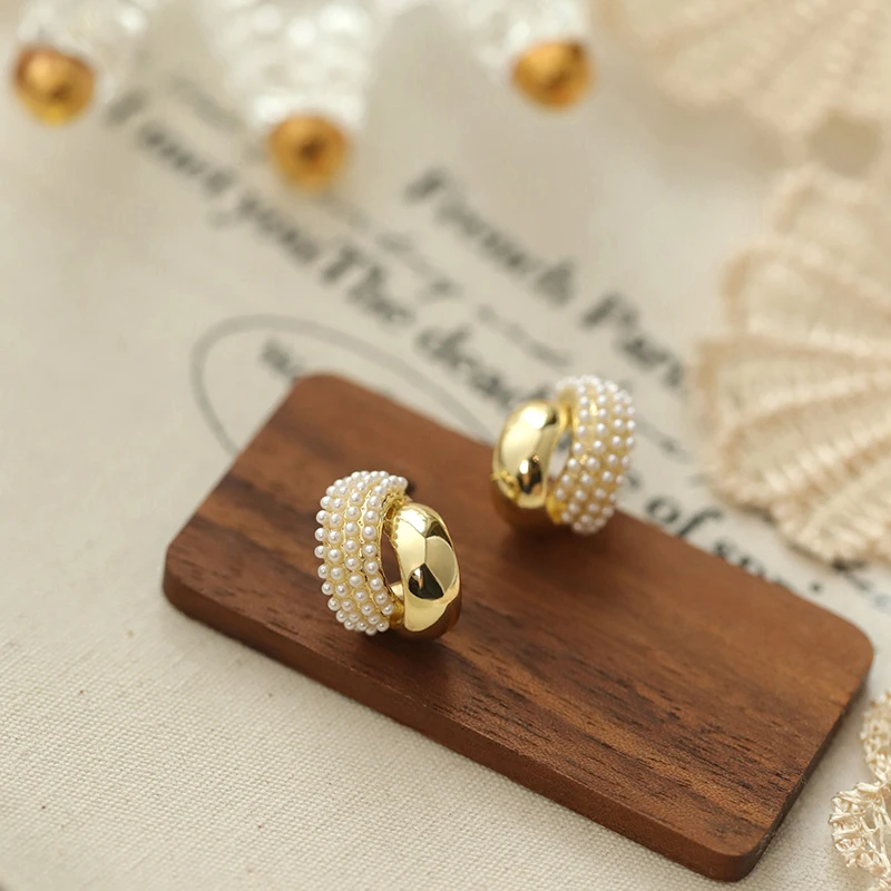 铜合金仿珍珠耳饰 气质高级耳环2025年新款轻奢小众耳钉轻奢耳扣