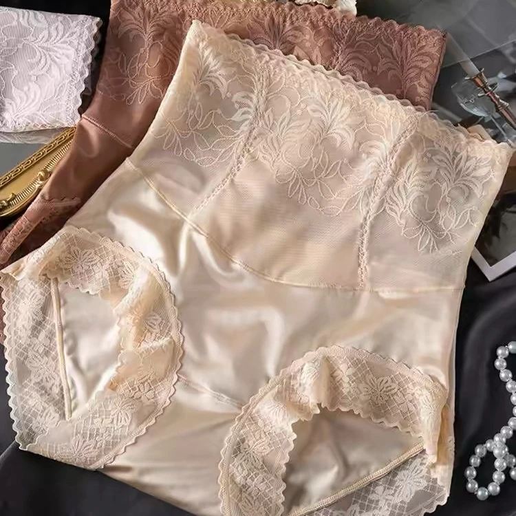 高腰收小肚子大码透气女士三角裤无痕蕾丝裸感舒适内裤亲肤5021