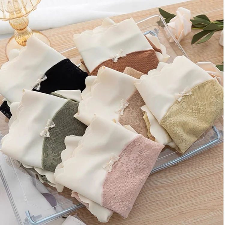 新款莫兰迪轻奢色系温柔性感小清新中腰裸感透气女士三角内裤5024