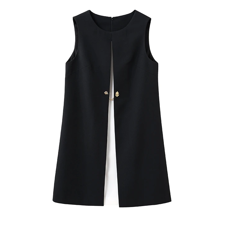 1#2024新黑色连衣裙百搭中长款裙子时尚夏季休闲H011