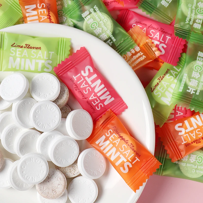 海盐薄荷糖清新口气强劲维c陈皮含片糖果批发零食