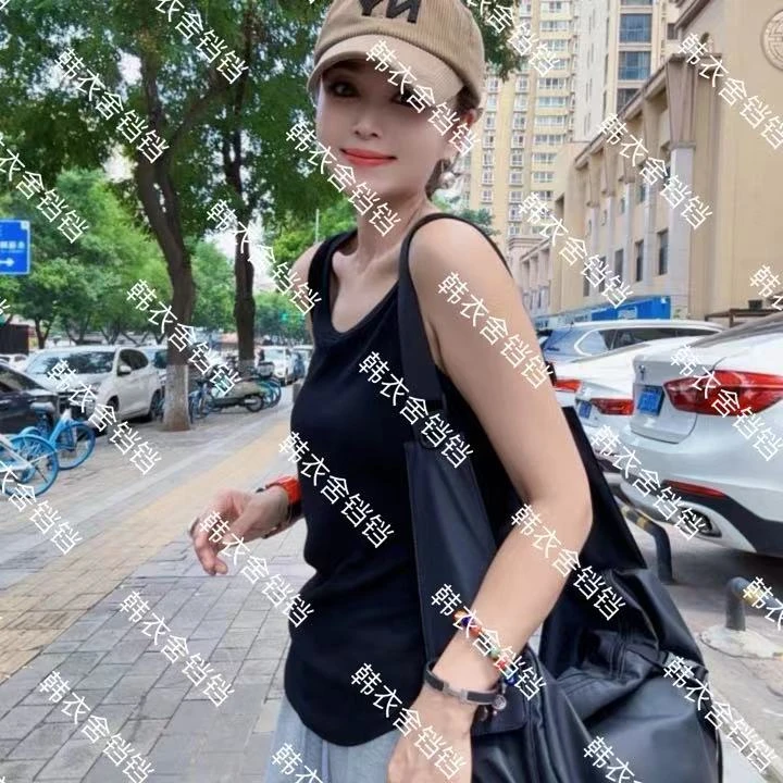 【高智淡人】冰岛白茶 圆领无袖修身高弹力百搭背心 22921