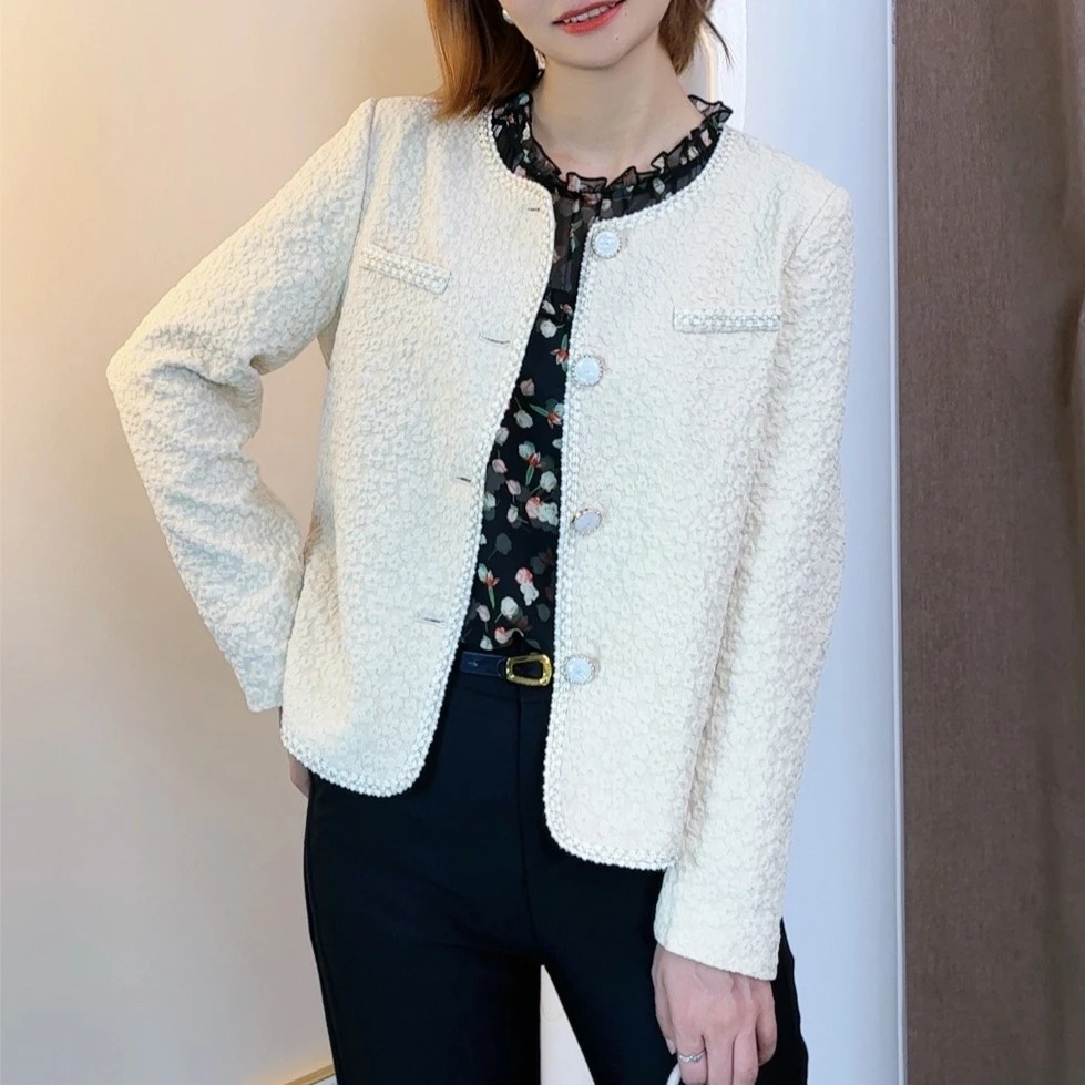 【清仓】2024春季小个子小香风外套圆领气质时尚省钱风轻奢女上衣