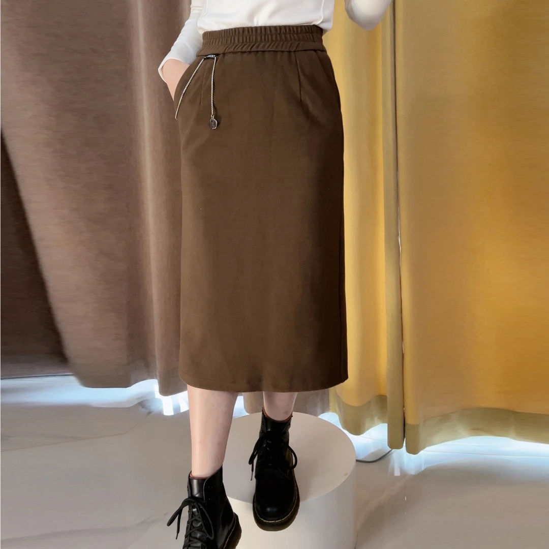 【清仓】冬季包臀显瘦半身裙中长款高腰显瘦半裙开叉气质复古时尚