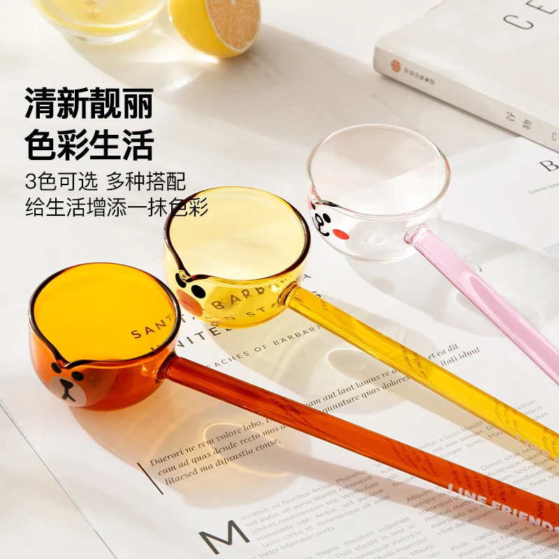 创意卡通可爱汤勺家用款布朗熊玻璃勺子长柄盛汤大号喝汤调羹汤匙