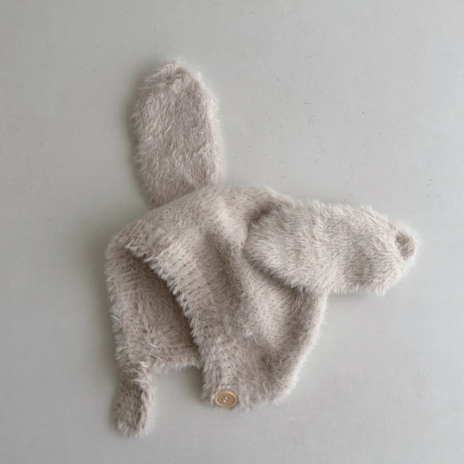 毛毛长耳兔子帽子