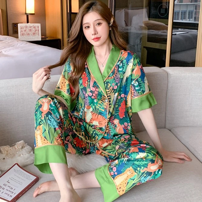 【绿色森林】2023睡衣女新款薄款网红轻奢高级感家居服春夏秋套装