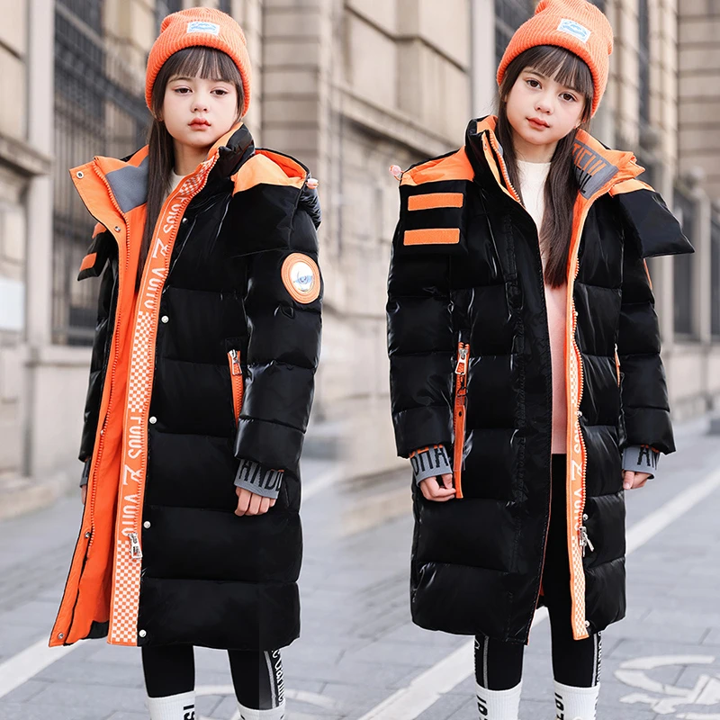 儿童羽绒服女童长款2024新款童装女孩冬季加厚外套免洗过膝