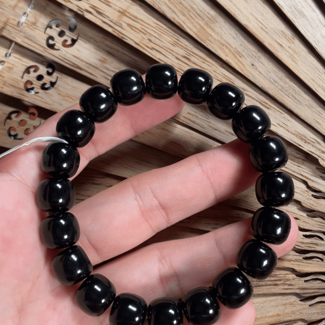 和田玉手串未镶嵌10.11老型黑青