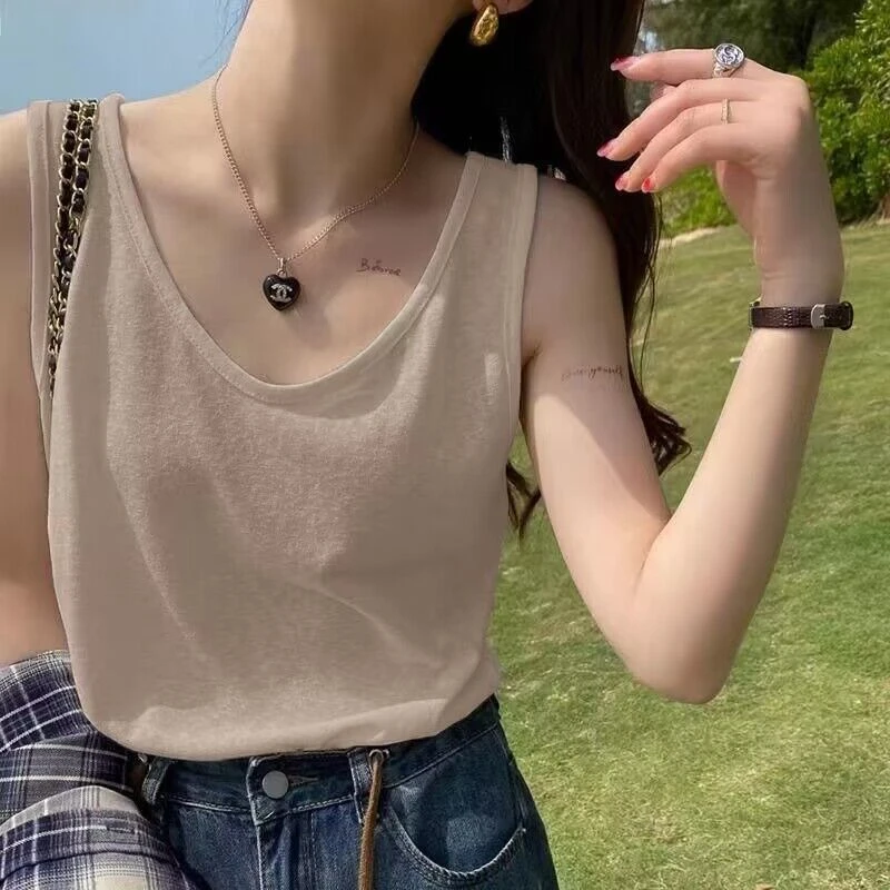 莫代尔夏秋新款大码吊带背心女胖mm宽松遮肚外穿内搭打底无袖上衣