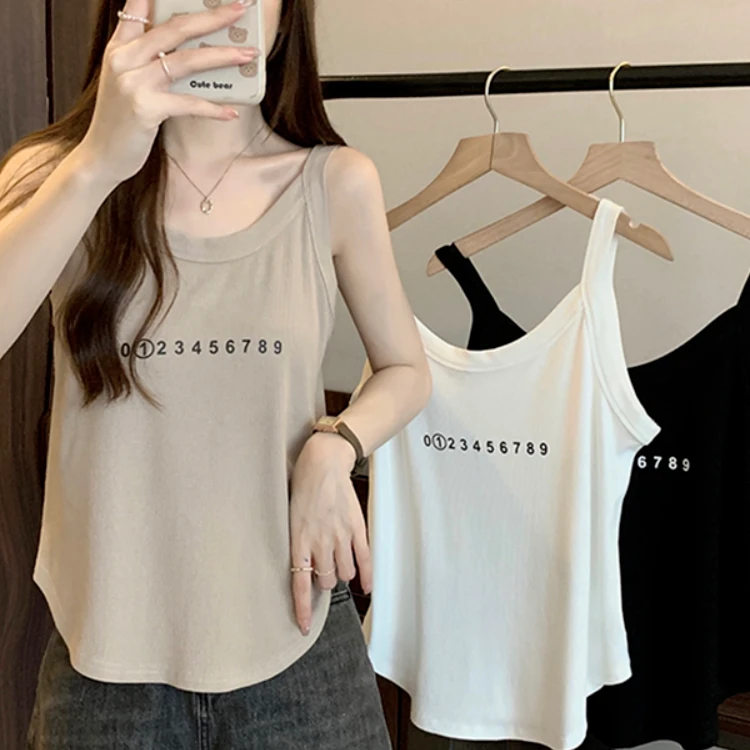 莫代尔棉夏季新款吊带背心女大码宽松遮肚外穿内搭打底衫无袖上衣