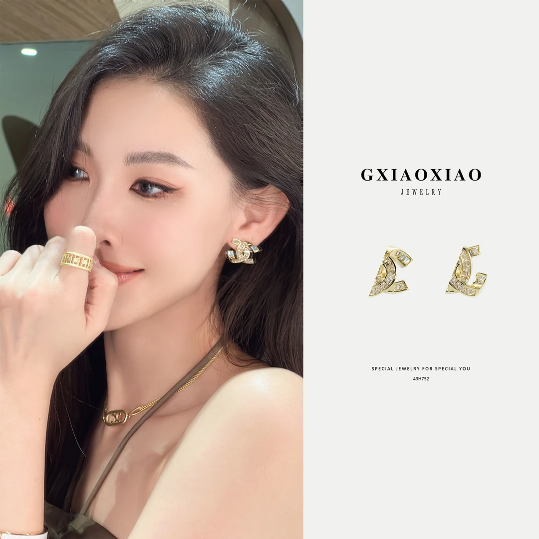 铜合金合成锆石耳饰 GXX 43-H-752 43-H-753 时尚简约百搭耳环女