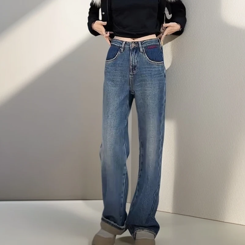 福利款花家订货会85272加绒设计师冬季百搭时尚修身复古阔腿裤