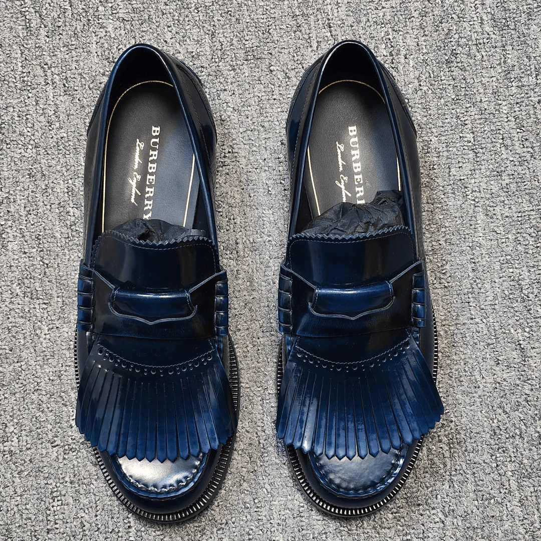 全新未使用 BURBERRY/博柏利 男士手工擦色皮鞋/B8800