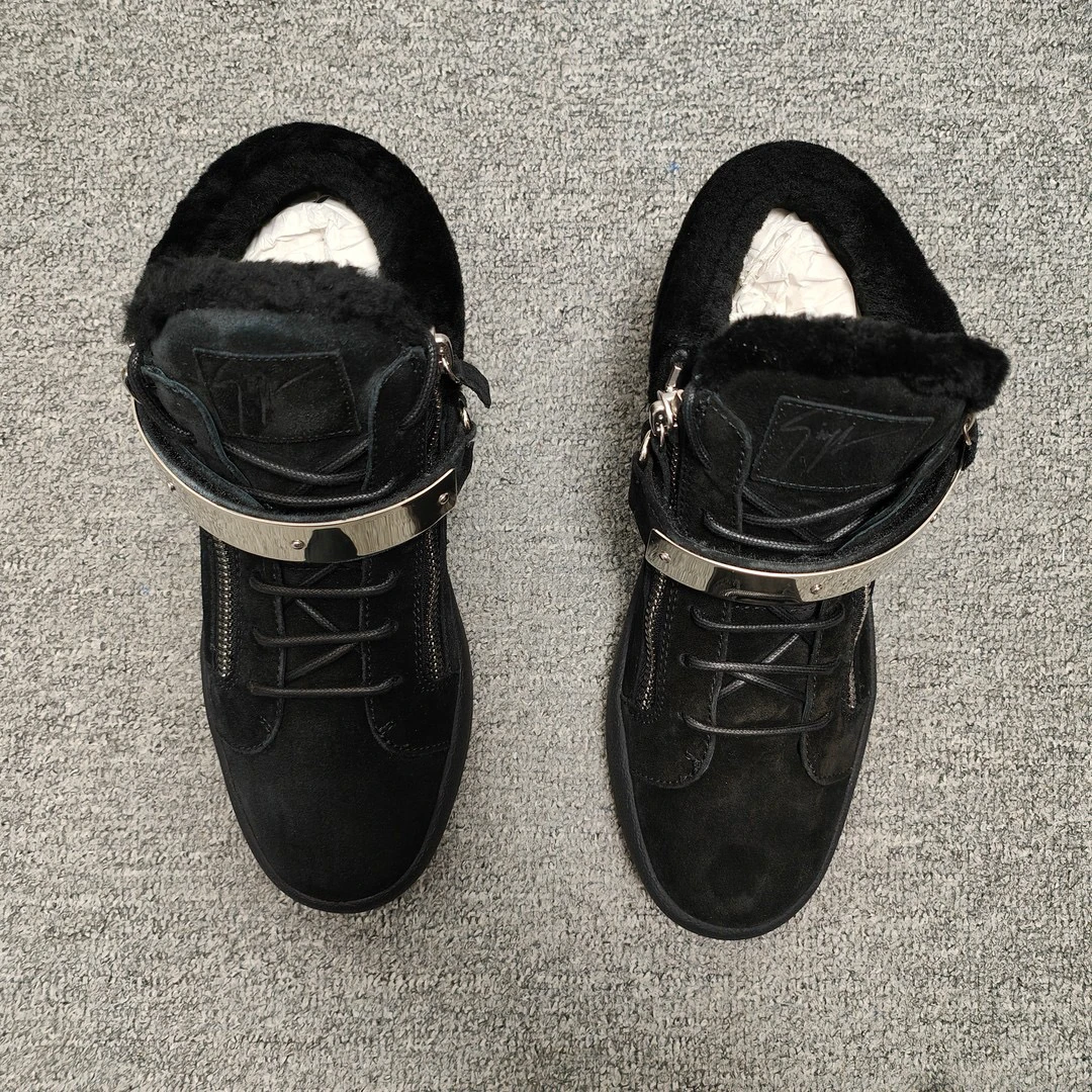 全新未使用  Giuseppe Zanotti GZ/男皮毛一体休闲高帮鞋/G7600