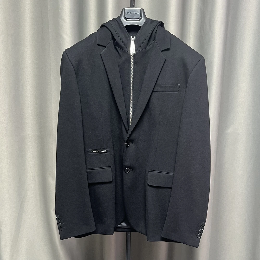全新未使用 Philipp Plein pp/男士拉链连帽西服外套/P16066