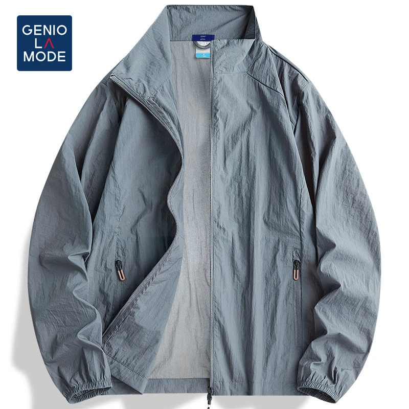 GENIOLAMODE防晒衣男夏季冰感透气UPF50+宽松立领登山服薄款男士