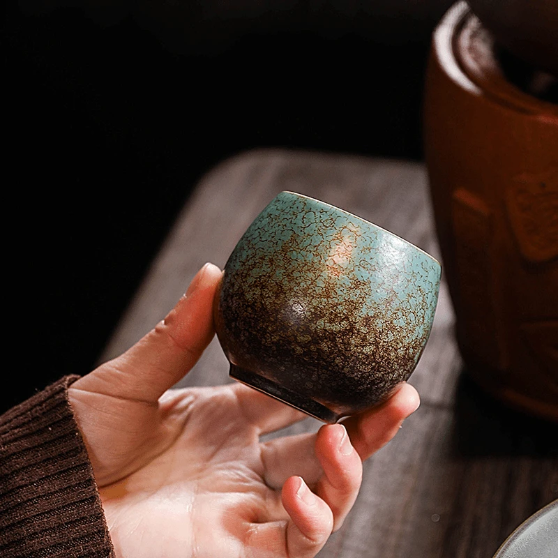 老翁茶具-茶具复古家用陶瓷纯手工主人杯大号日式粗陶