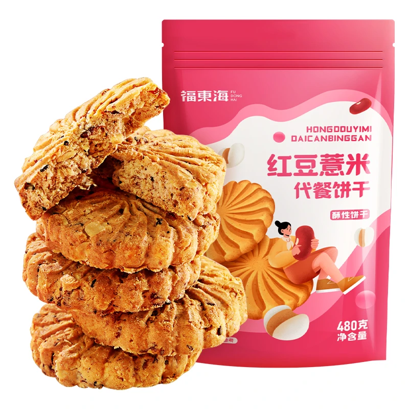福东海 红豆薏米饼 480g 袋装 燕麦 酥脆 养生饼干 T10