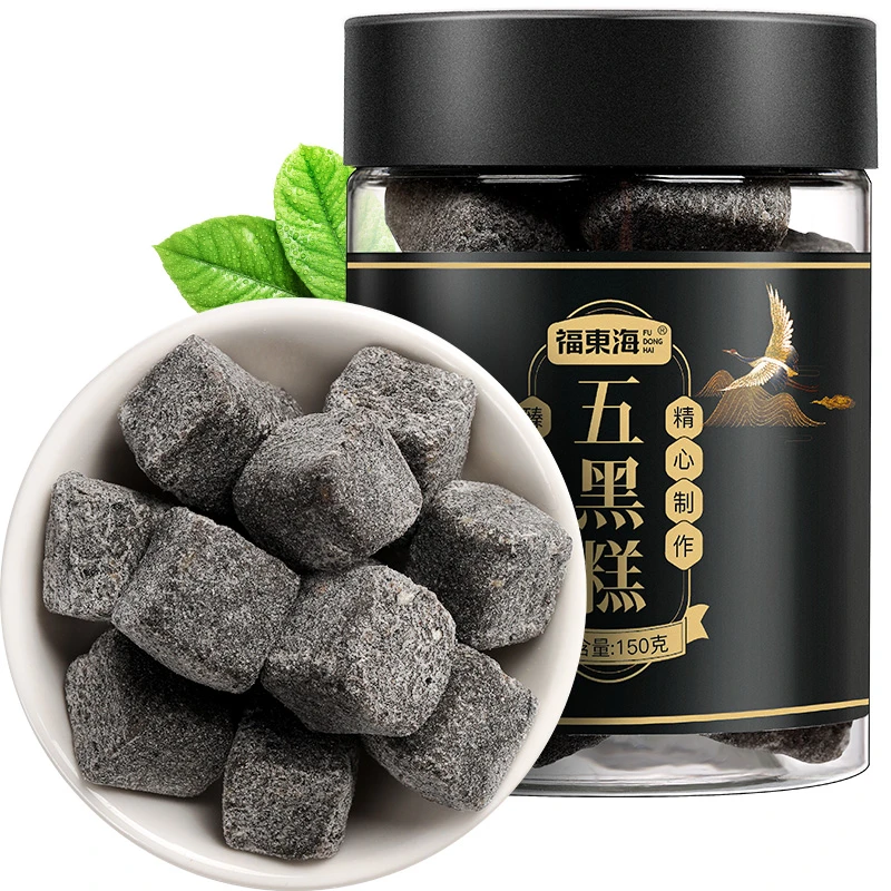 福东海 五黑糕150g 黑芝麻黑豆黑米黑枸杞桑葚  开盖即食香甜软糯