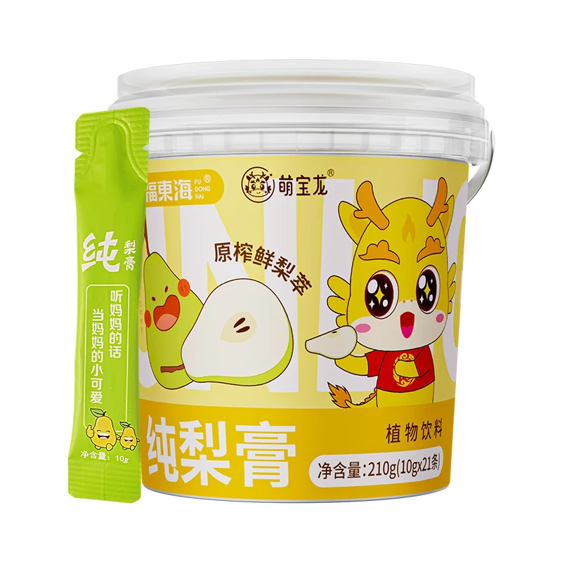 福东海 萌宝龙 纯梨膏210g/桶（10gX21条）鲜梨膏酸甜可口独立袋装