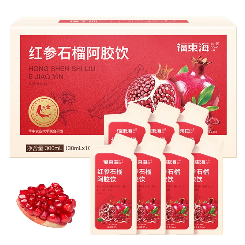 福东海 红参石榴阿胶饮 300ml/盒 (30mlx10袋) *3盒 独立袋装