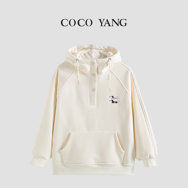 冬季女大童加绒加厚卫衣女童保暖百搭套头连帽长袖-YHW258