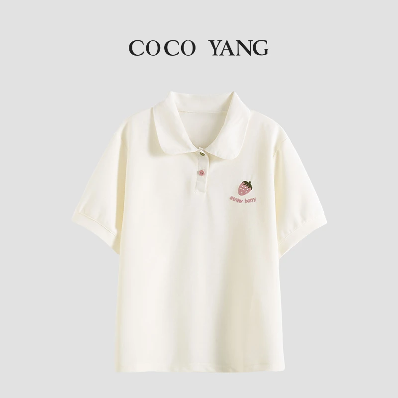 女大童POLO短袖T恤2024夏季新款大童休闲潮流上衣-YH282