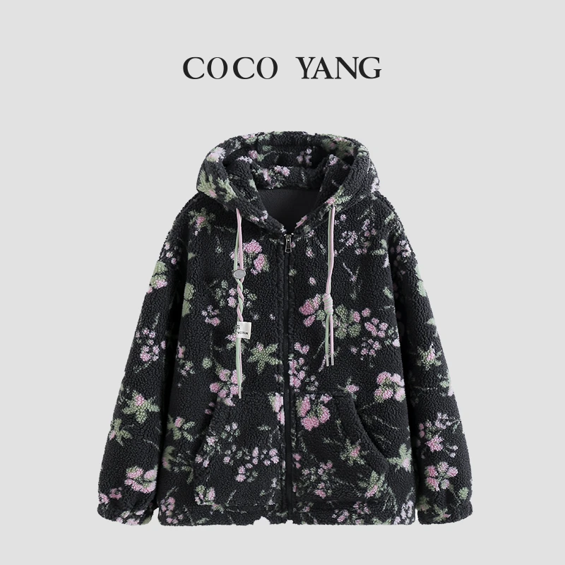 春秋女童连帽毛毛外套时尚百搭毛绒保暖暖暖衣外套-YHW256