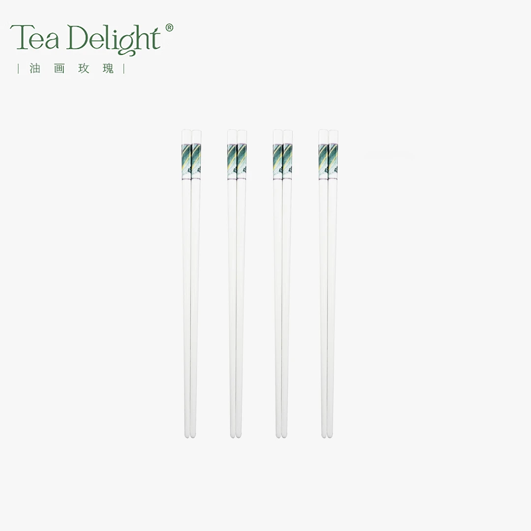 茶欢Tea Delight 油画玫瑰 骨瓷餐具餐筷汤匙酱碟陶瓷