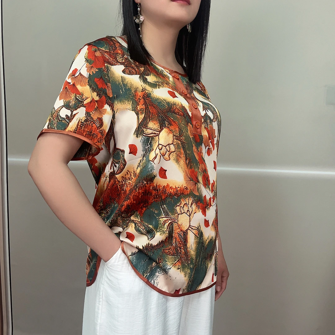 夏季新款中老年妈妈装时尚洋气休闲百搭宽松显瘦气质碎花001