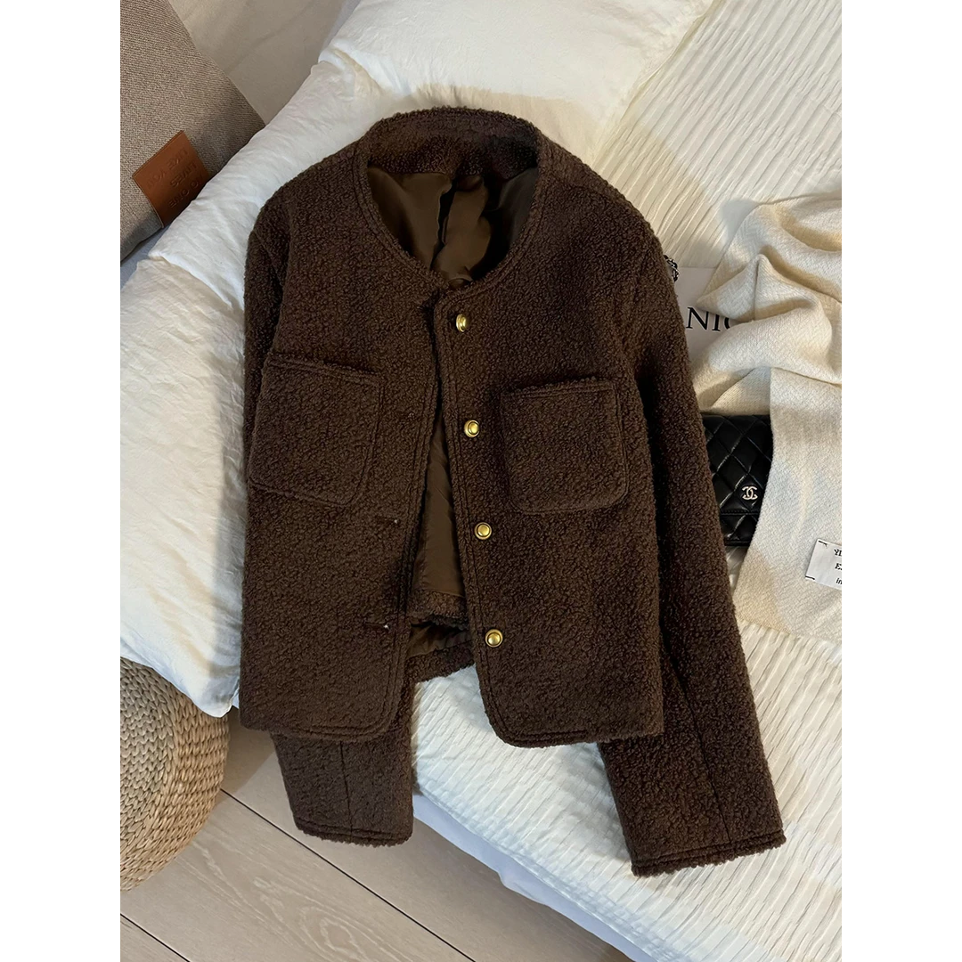 冬季深咖色轻奢小香风百搭减龄时尚设计感高端大气上档次外套上衣