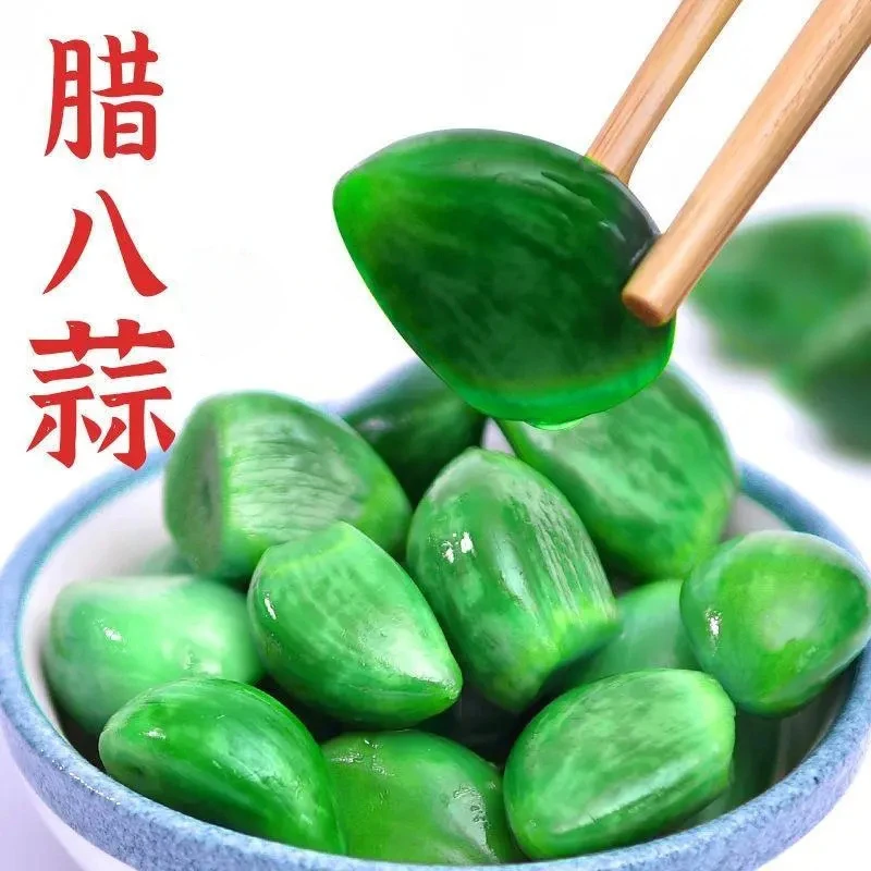山东腊八蒜腌制翡翠绿蒜糖醋蒜头大蒜米下饭菜醋泡蒜小咸菜爽口