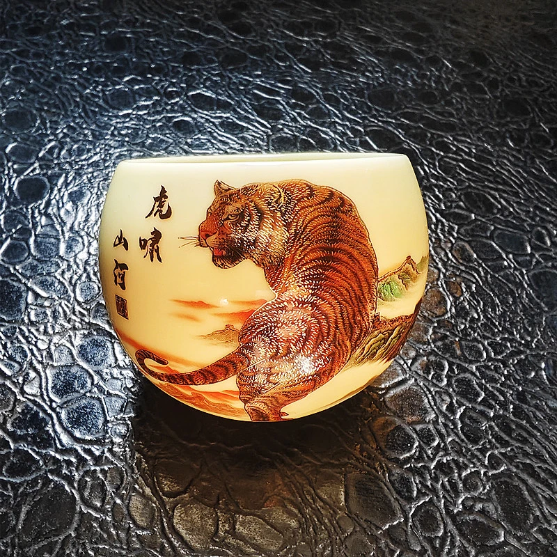 【虎啸山河】a高端陶瓷主人杯家用手工白瓷男士单杯泡茶主人杯网红