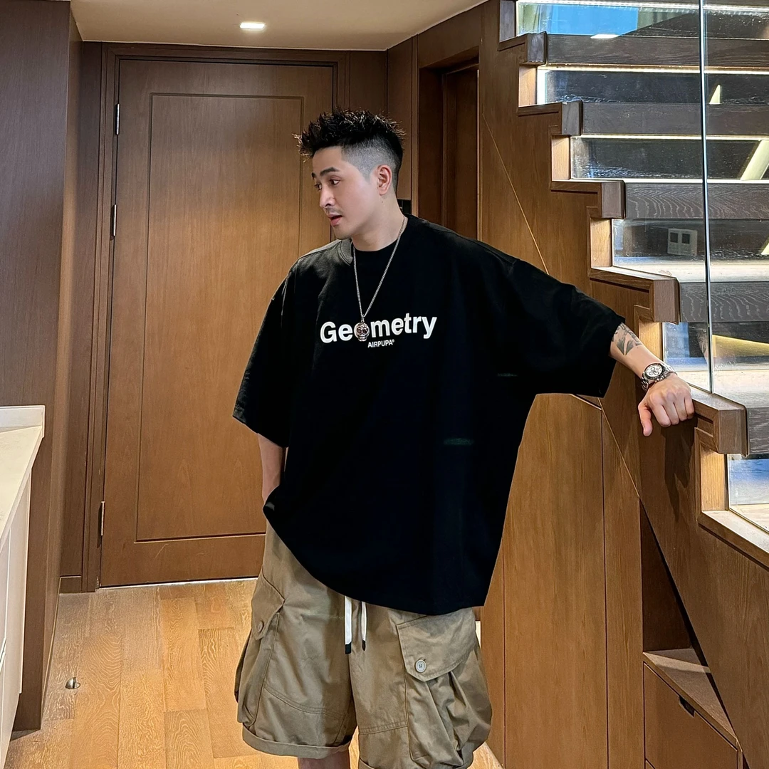 到位男装夏季极简印花字母设计蝙蝠袖T恤E073