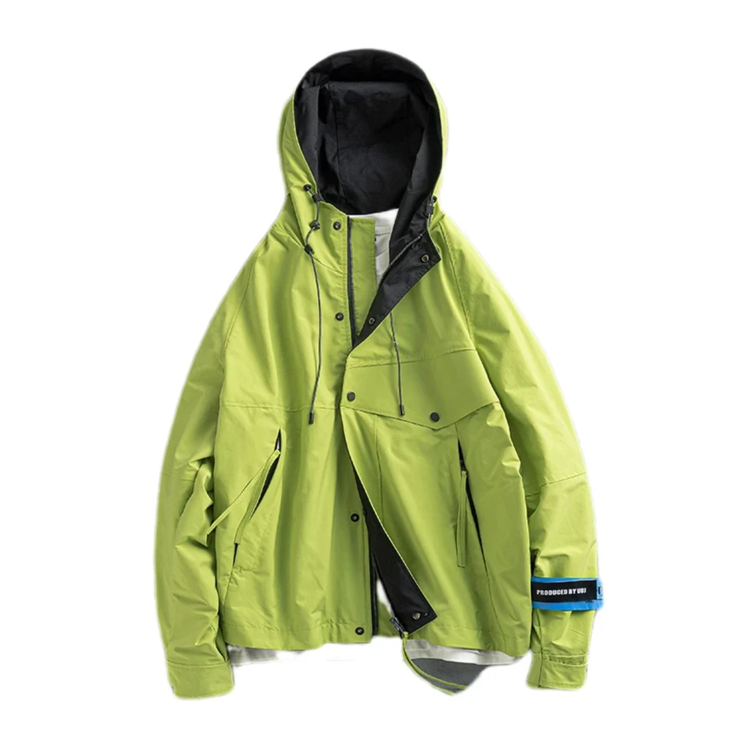 到位男装早秋工装机能户外防风宽松冲锋衣连帽夹克男款C006