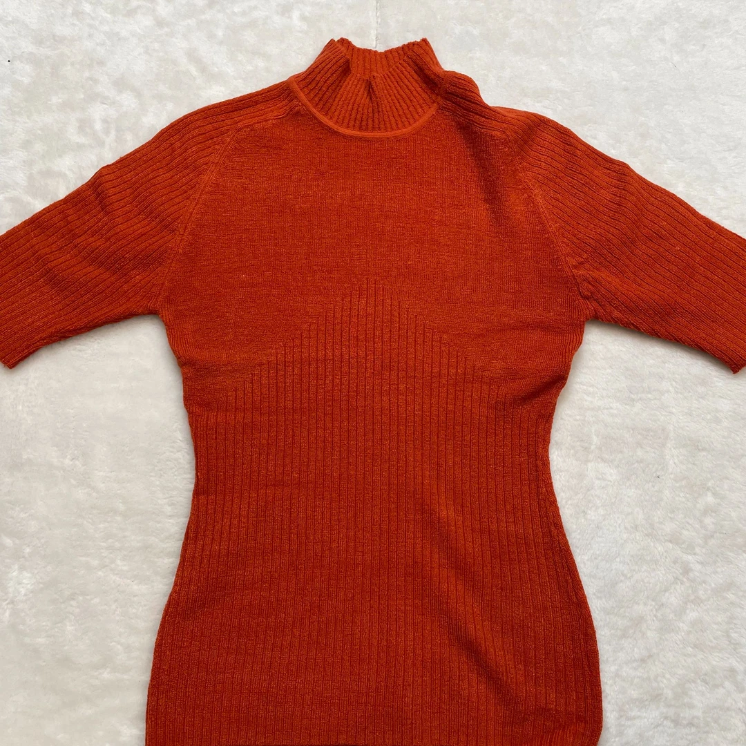 (MY)74长袖时尚百搭女士红色半高领纯色高领毛12284