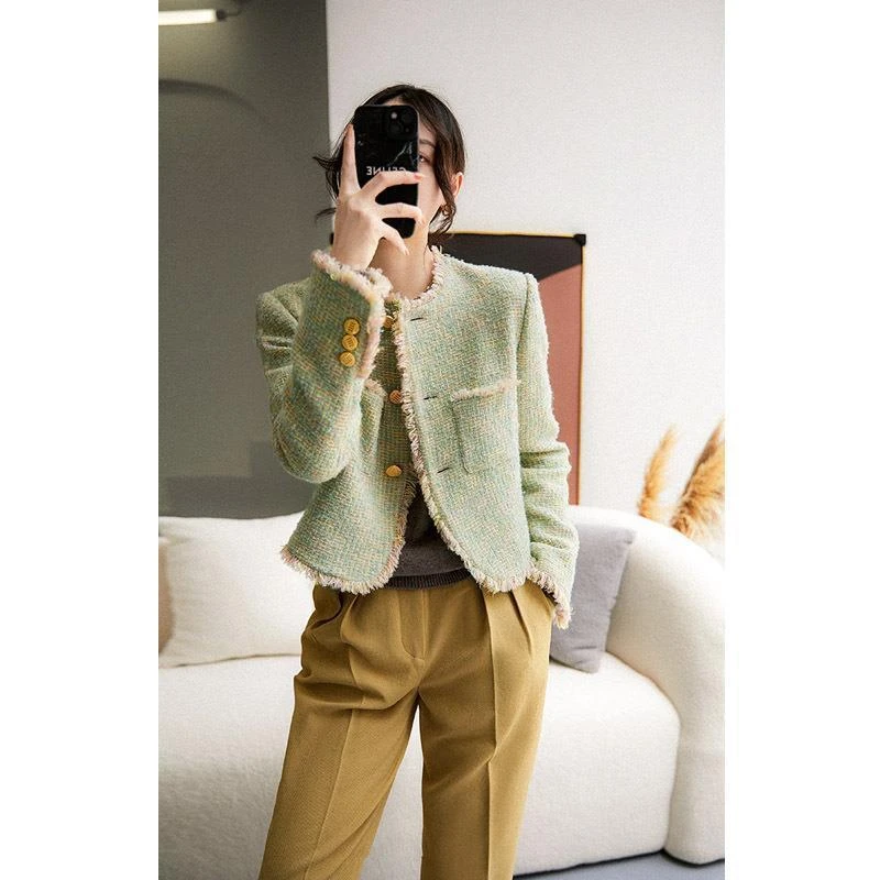 小香风外套女款爆款2023新款网红款气质名媛高级感粗花短款外套女