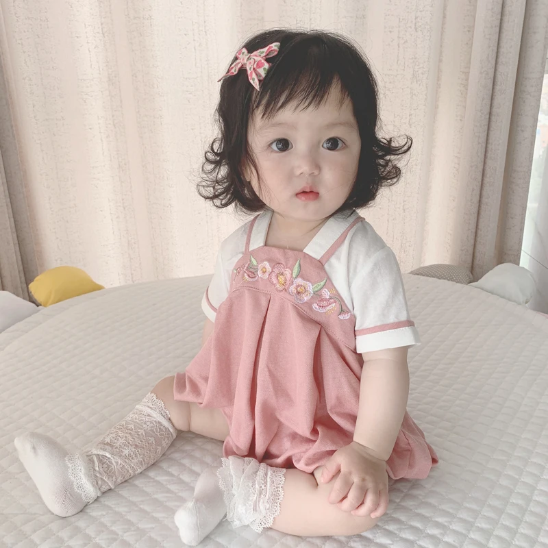 汉服女童婴儿衣服夏季薄款外出连体衣0-1岁女宝宝周岁洋气公主裙
