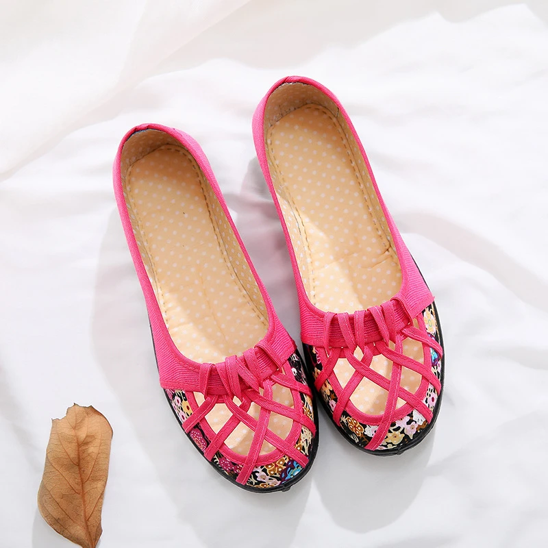 老北京布鞋女鞋春夏款镂空女款平底女鞋包头女网鞋透气妈妈凉鞋女