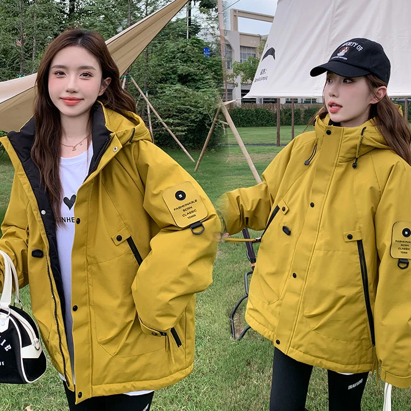 秋冬新款冬季男女羽绒棉服女2023年户外登山冲锋衣宽松棉衣短款外