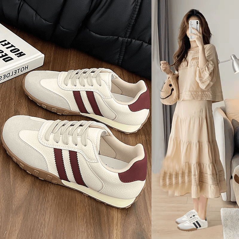 德训鞋女款爆款2024新款春秋真皮百搭轻便防滑平底学生运动阿甘鞋