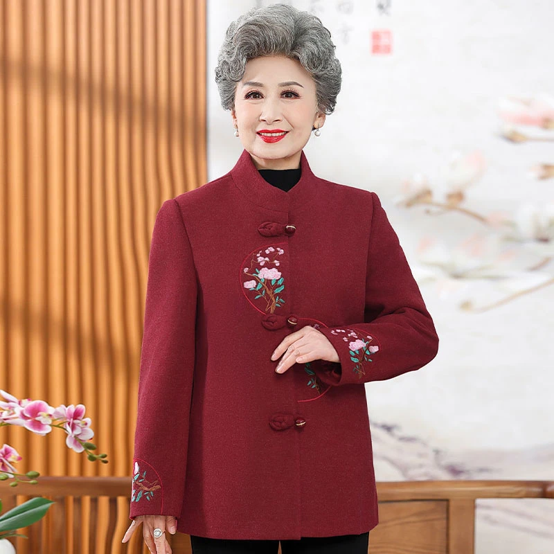 奶奶装秋装2023新款女中老年人衬衫妈妈长袖老人老太太春秋薄外套