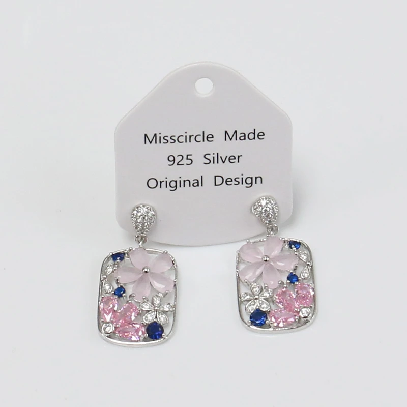 Misscircle Made 铜合金亚克力耳饰 镂空花朵耳环女气质0824
