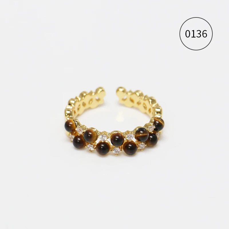 Misscircle Made 铜合金合成锆石戒指 金色猫眼戒指开口气质0136