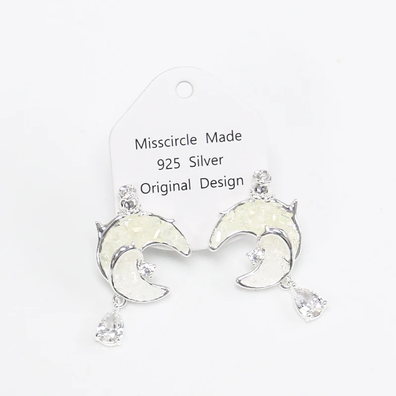 Misscircle Made 铜合金仿水晶耳饰 渐变月牙吊坠耳环女甜美2638