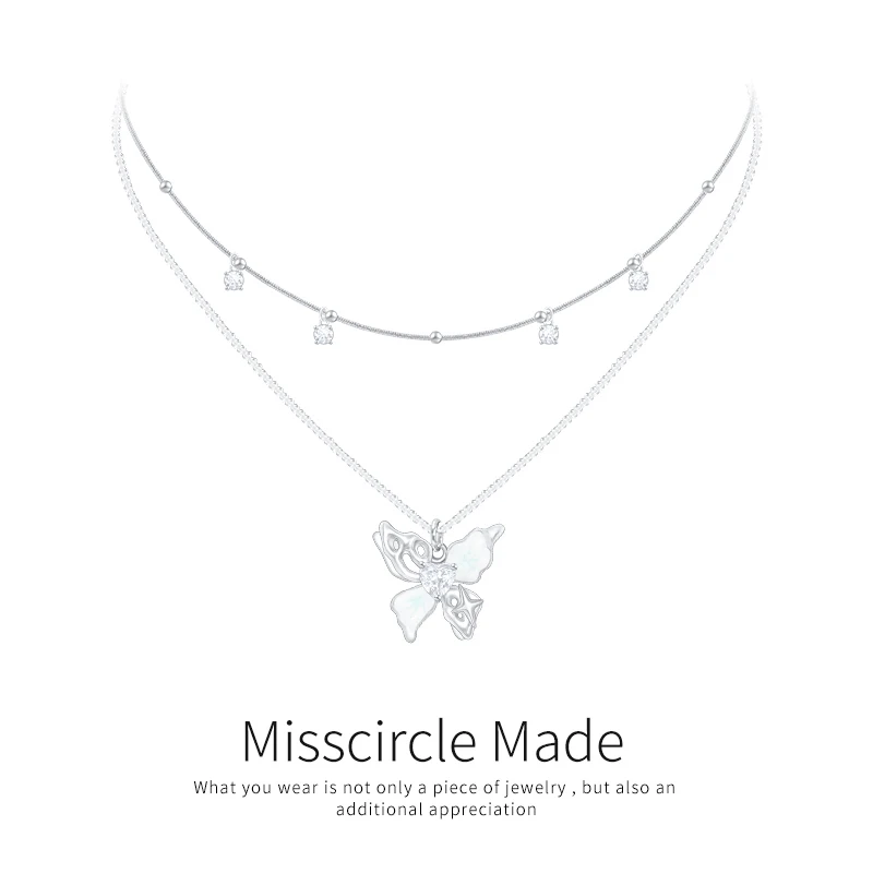 Misscircle Made 铜合金仿水晶项链 镂空滴釉蝴蝶项链女甜美3022